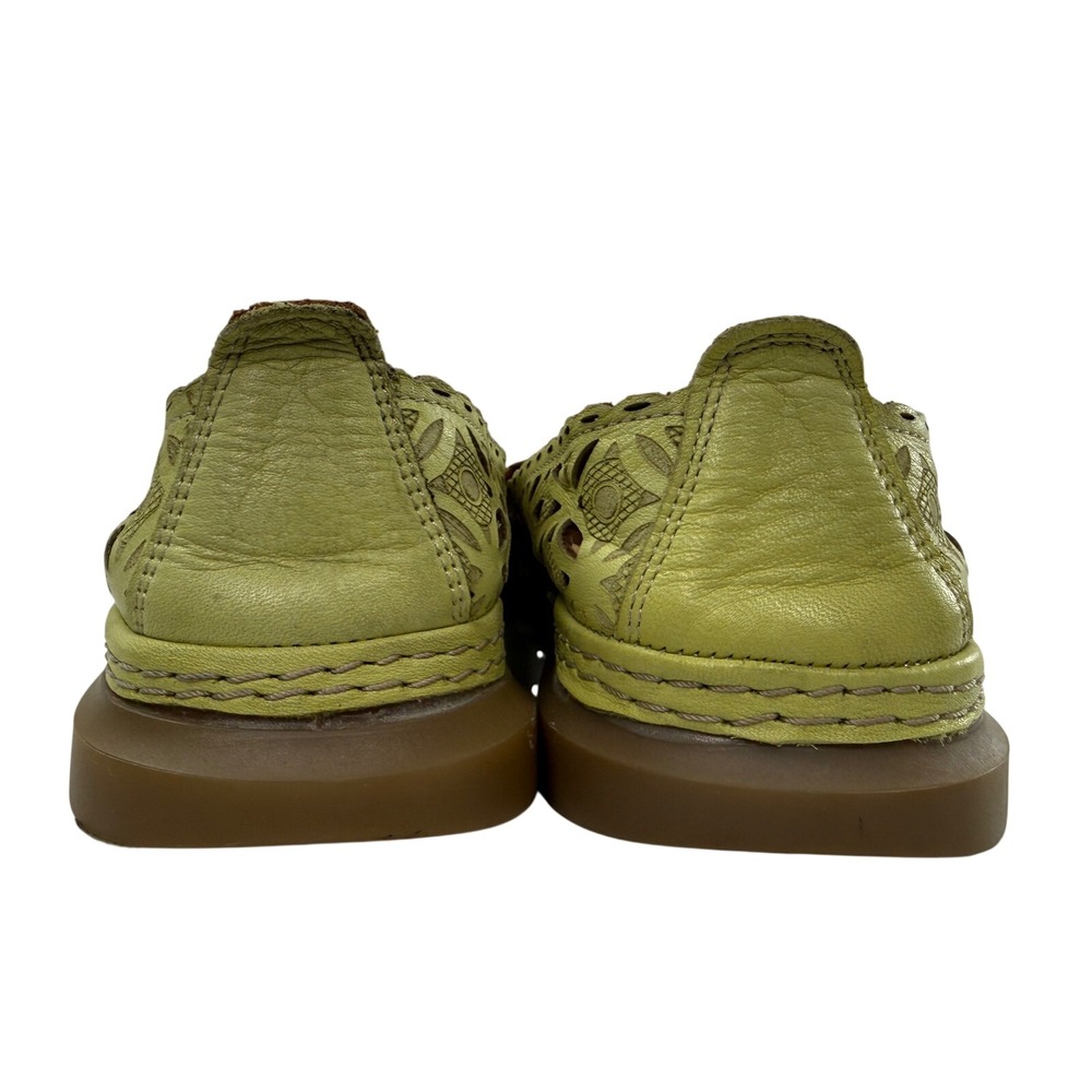 Women’s Laser-Cut Green Slip-On Flats - Picture 6 of 9